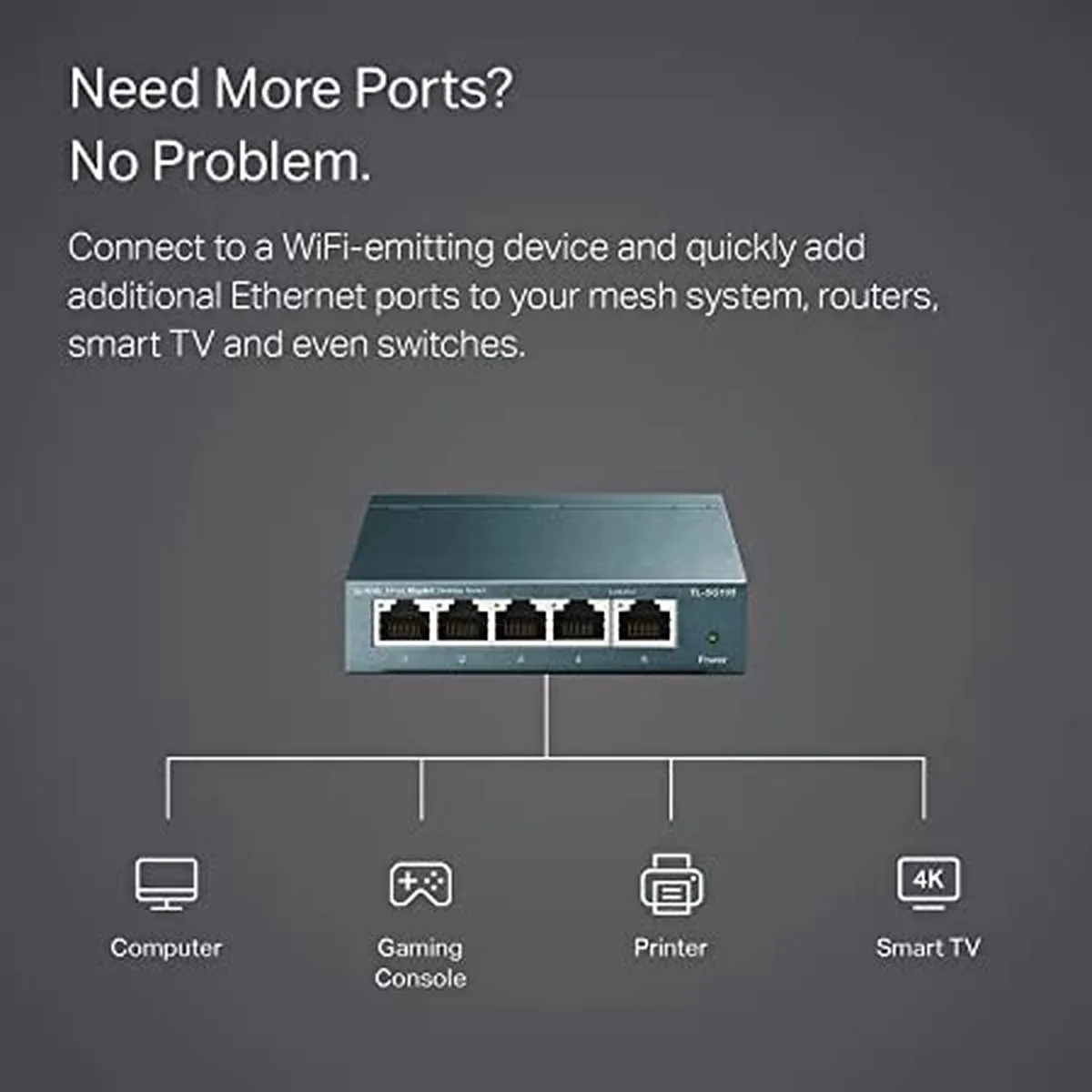 TP-Link TL-SG105 5-Poorts Netwerk Switch - Blauw