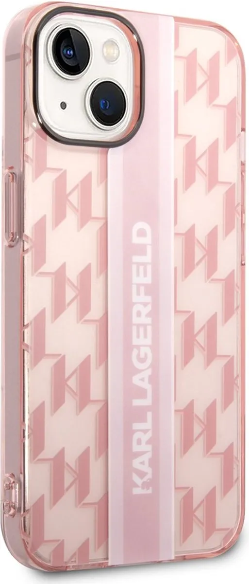 Karl Lagerfeld Monogram Vertical Stripe Hoes iPhone 14 - Roze