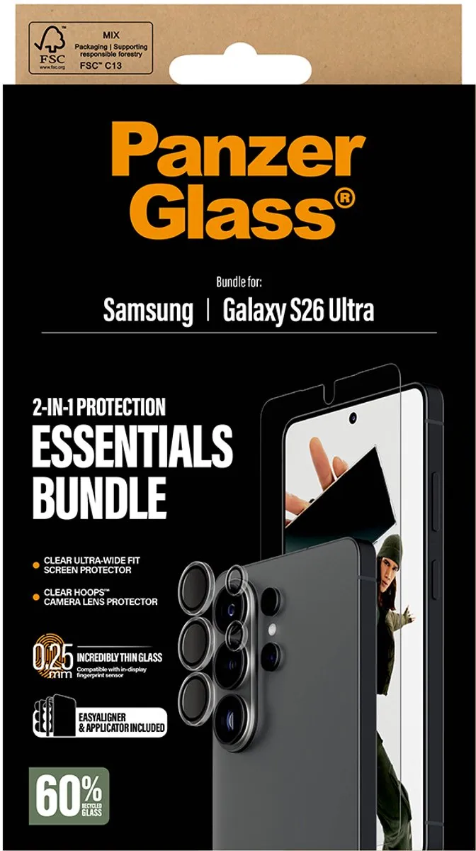 PanzerGlass Galaxy S26 Ultra Screenprotector & Hoops - 1 Stuk