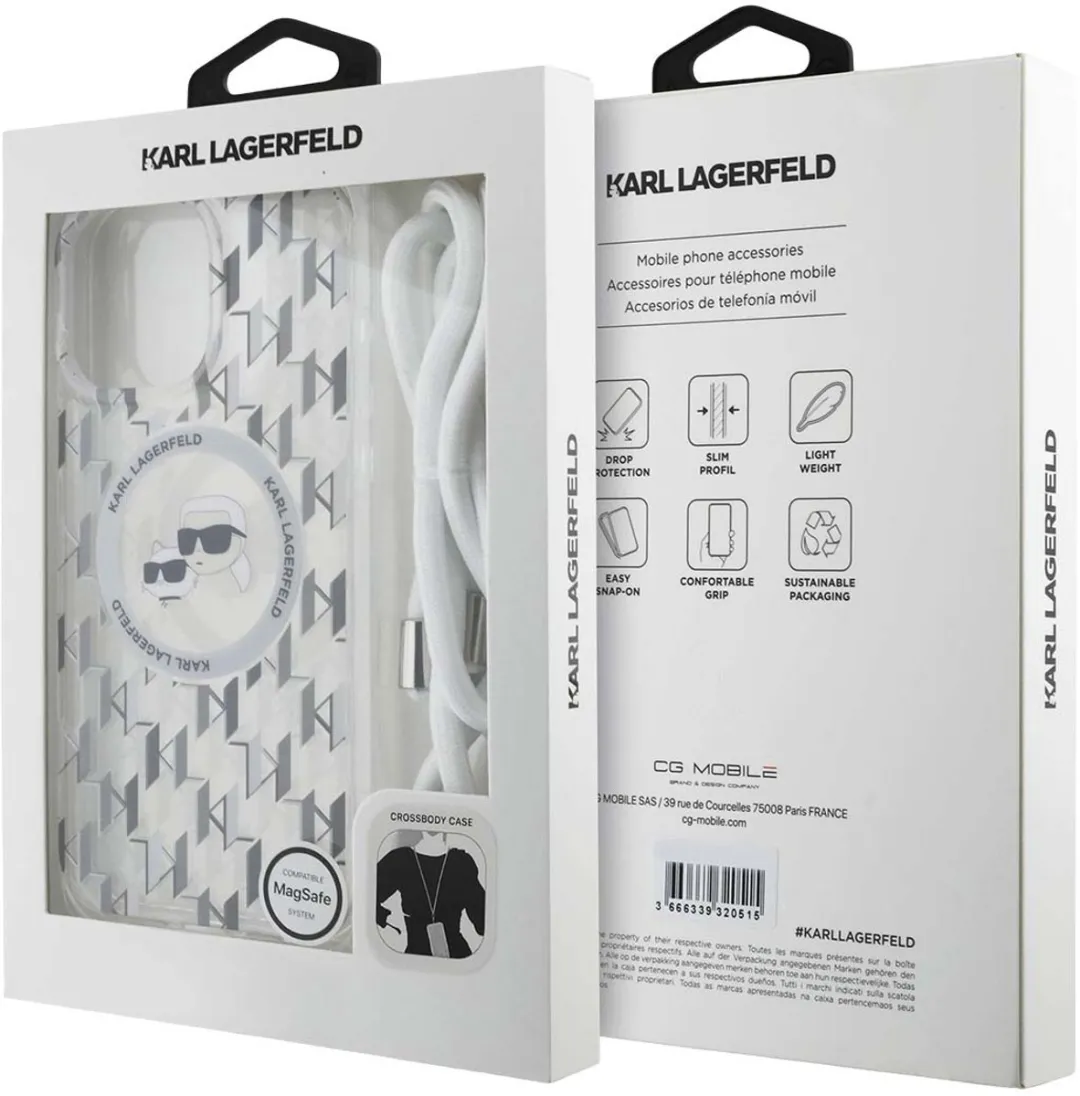 Karl Lagerfeld iPhone 16 Pro MagSafe Hoesje KLHMP16LHCKCKLCT - Transparant