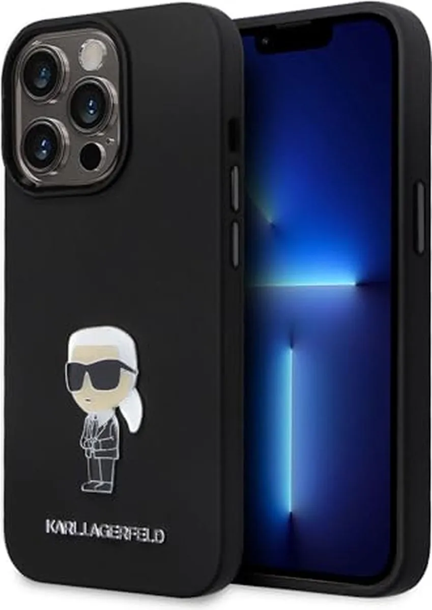 Karl Lagerfeld Siliconen Ikonik Metal Pin Hoesje iPhone 15 Pro