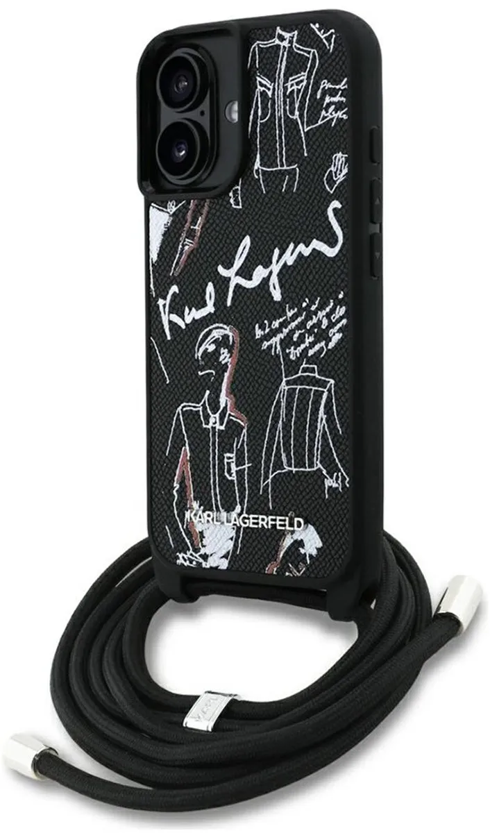 Karl Lagerfeld Backcase Hoesje iPhone 16 - Effen Zwart - afbeelding 6 van 6