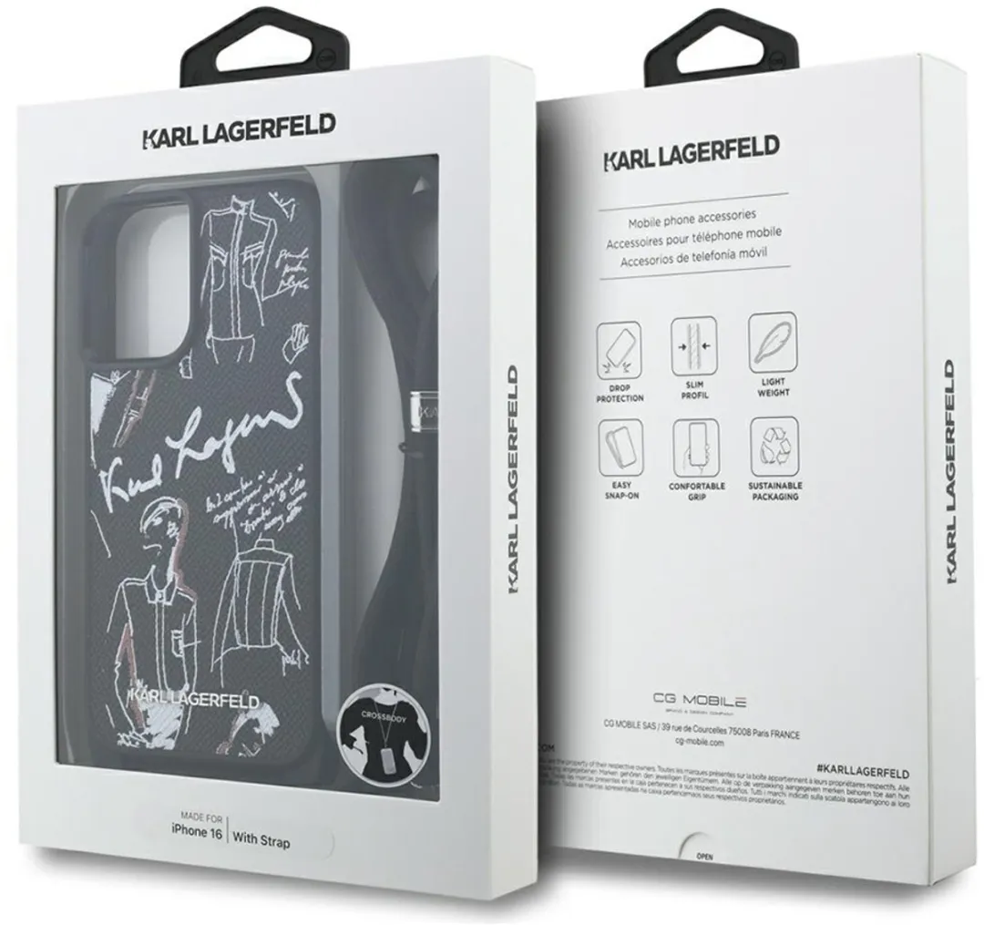 Karl Lagerfeld Backcase Hoesje iPhone 16 - Effen Zwart