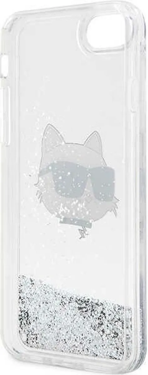 Karl Lagerfeld KLHCI8LNCHCS Hoesje iPhone - Zilver Glitter