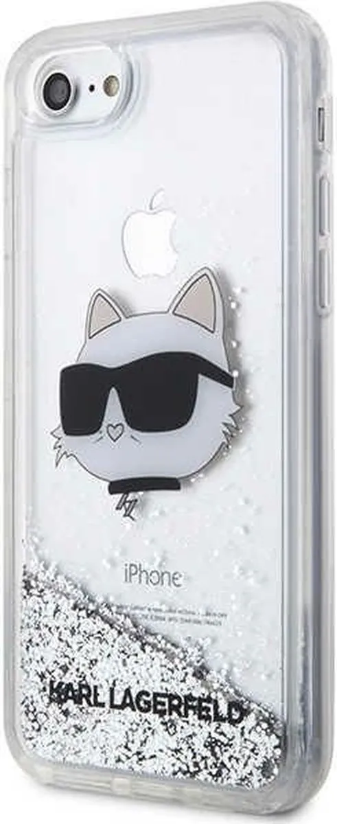 Karl Lagerfeld KLHCI8LNCHCS Hoesje iPhone - Zilver Glitter