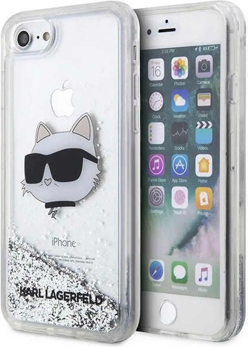 Karl Lagerfeld KLHCI8LNCHCS Hoesje iPhone - Zilver Glitter
