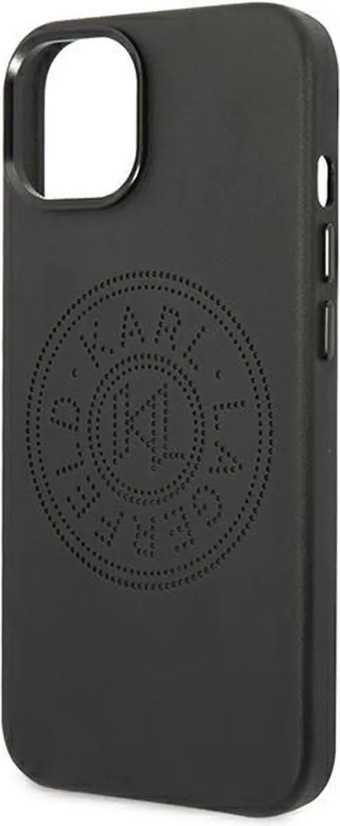 Karl Lagerfeld iPhone 14 Plus Hoesje - Effen Zwart - Leer