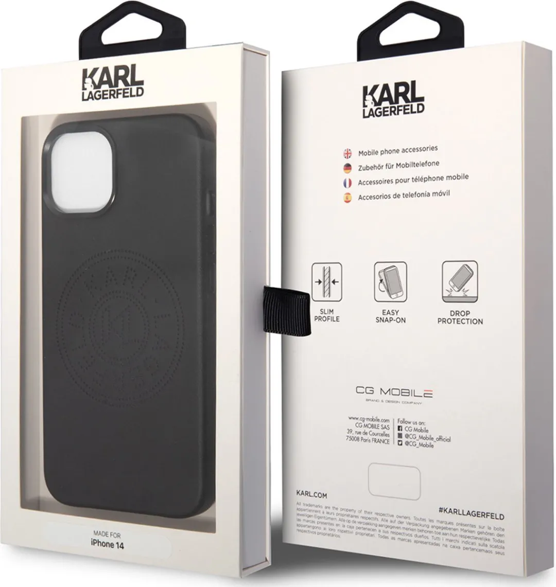 Karl Lagerfeld iPhone 14 Plus Hoesje - Effen Zwart - Leer