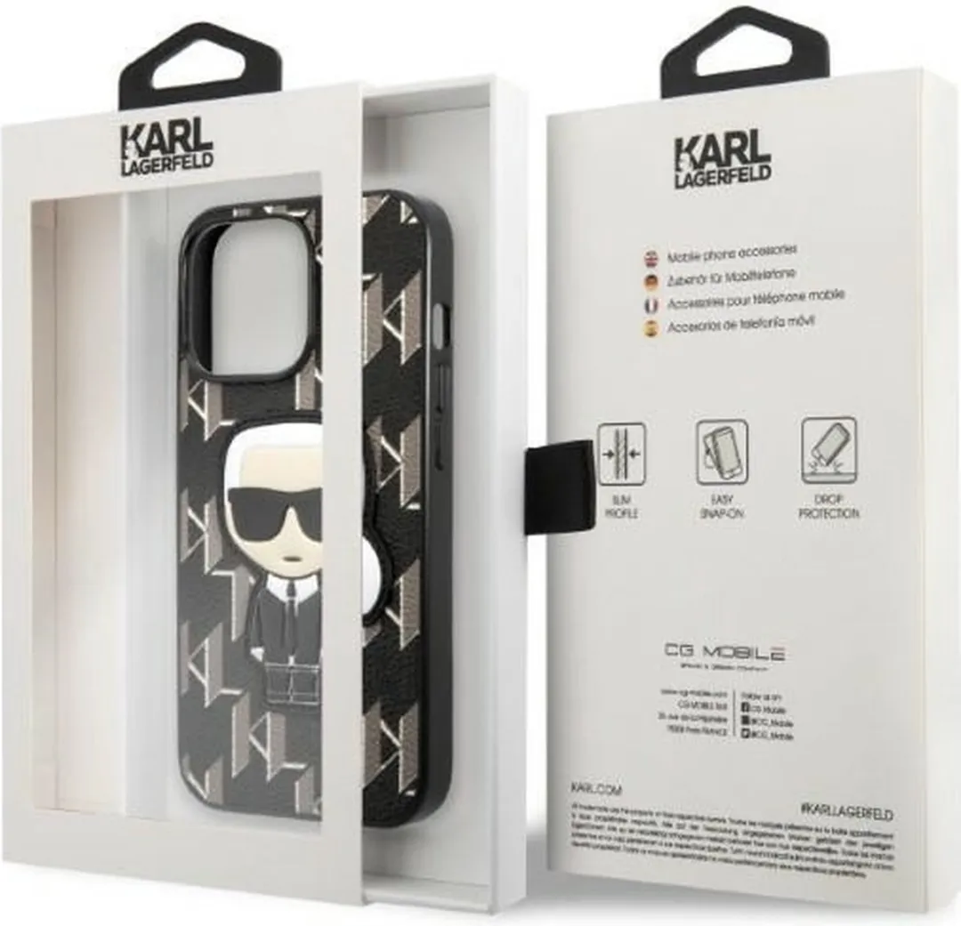 Karl Lagerfeld KLHCP13LPMNIKBK Hoesje iPhone 13 Pro - Zwart