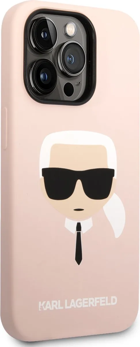 Karl Lagerfeld Silicone Back Cover iPhone 14 Pro - Roze - MagSafe