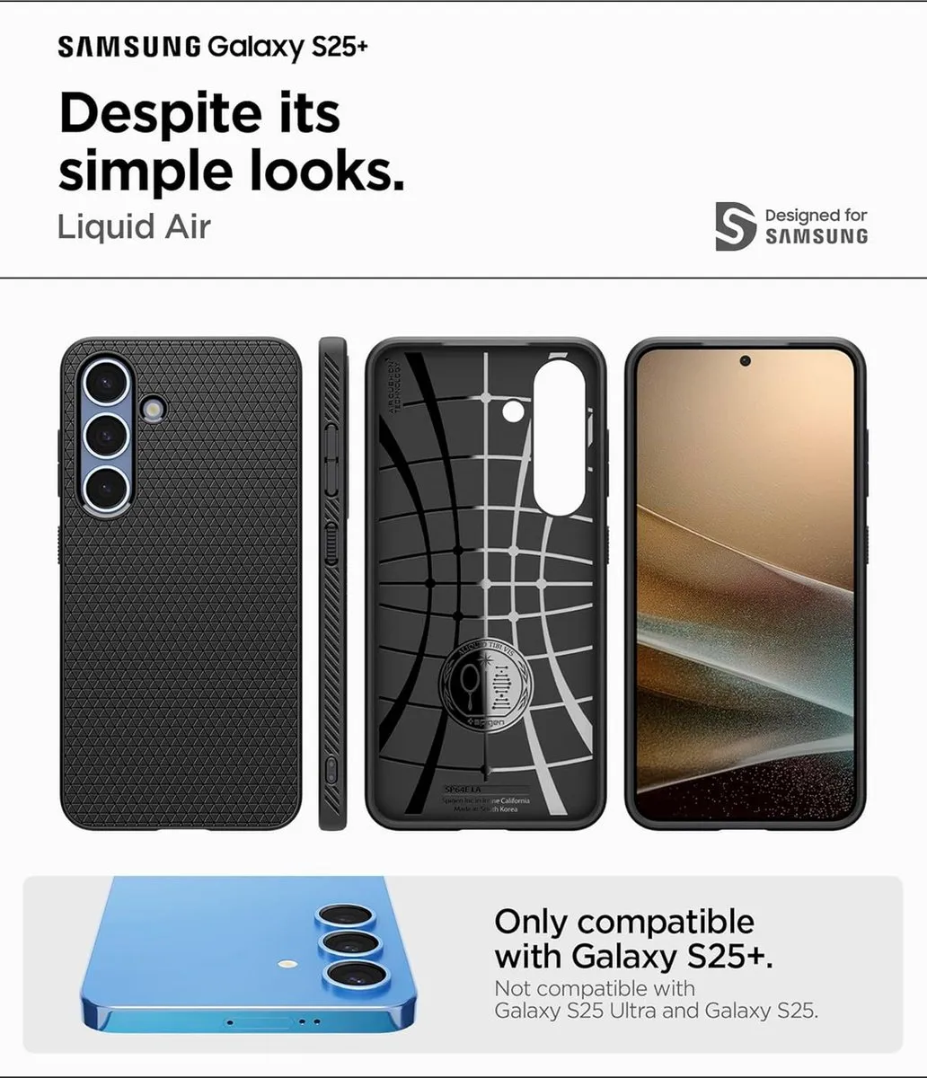 Spigen Galaxy S25 Plus Liquid Air Back Cover - Zwart