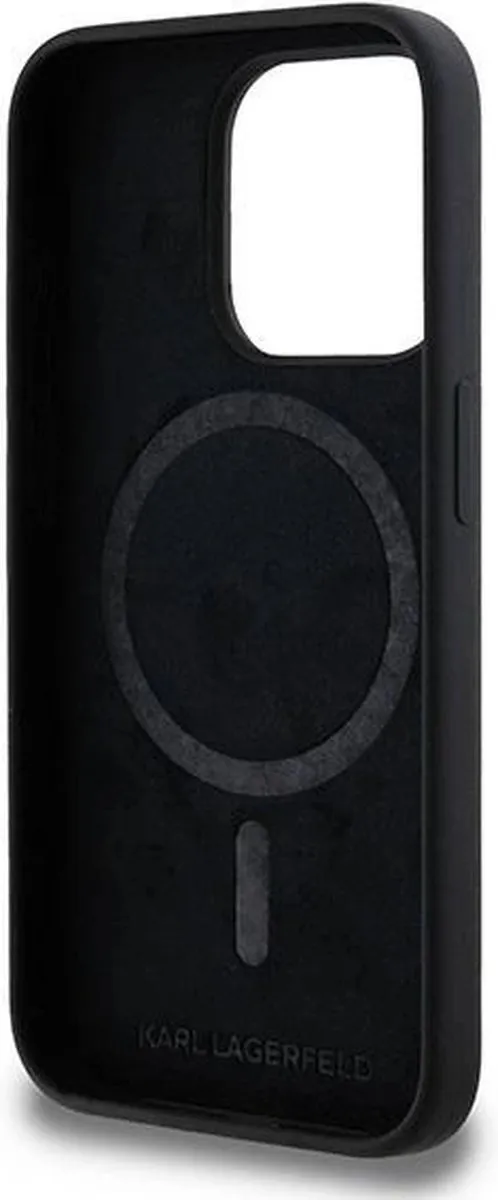 Karl Lagerfeld Siliconen Karl&Choupette MagSafe Hoesje iPhone 15 Pro - Zwart