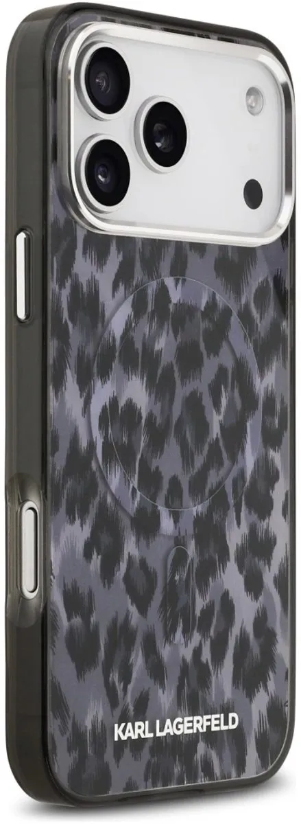 Karl Lagerfeld Case IML Leopard Patroon - iPhone 17 Pro Max - Zwart
