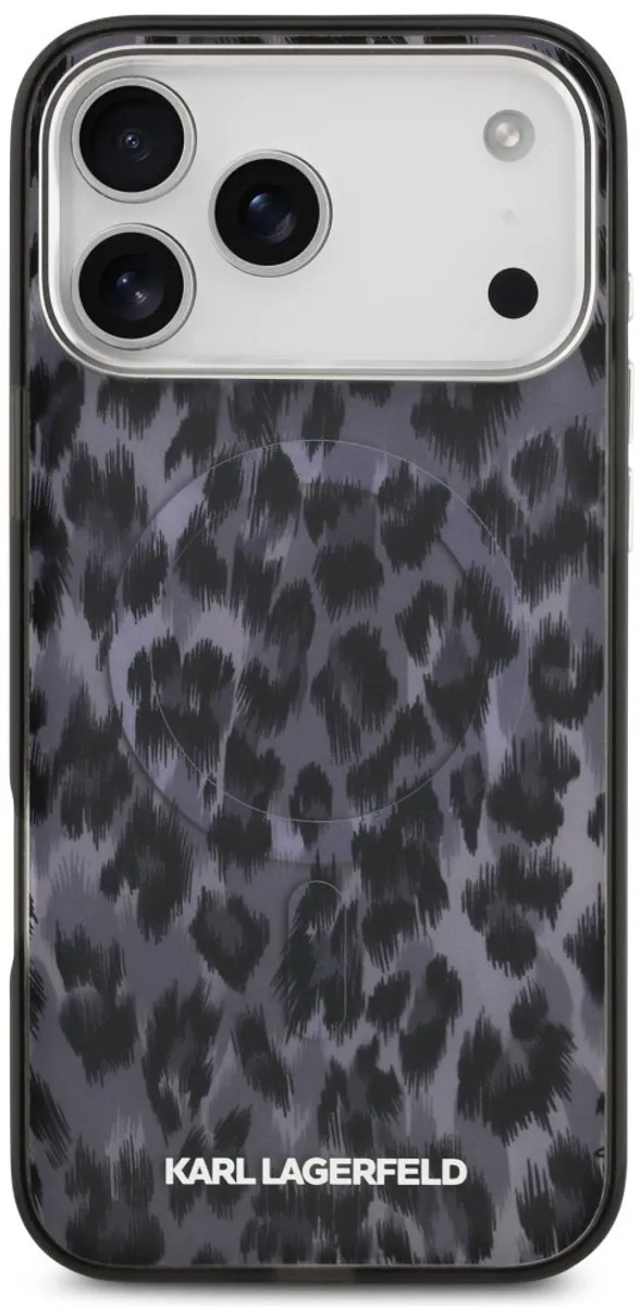 Karl Lagerfeld Case IML Leopard Patroon - iPhone 17 Pro Max - Zwart