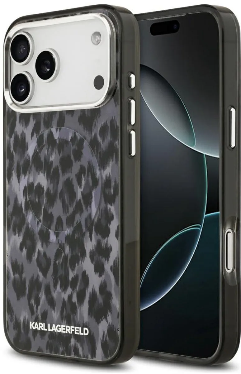 Karl Lagerfeld Case IML Leopard Patroon - iPhone 17 Pro Max - Zwart