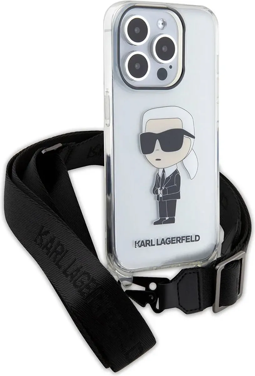 Karl Lagerfeld iPhone 15 Pro Backcover IML IKONIK CROSSBODY - Transparant