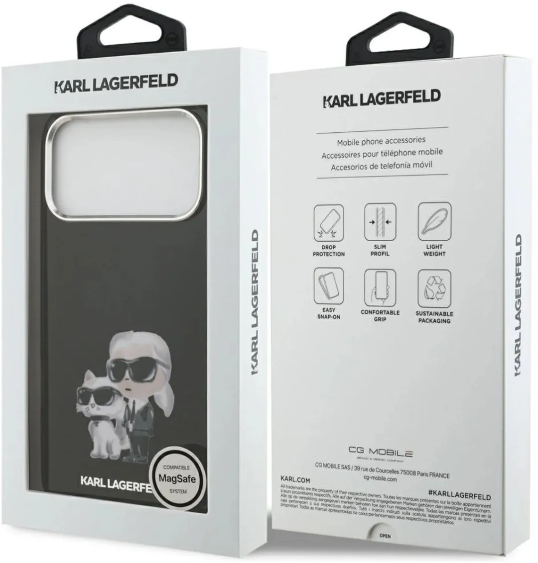 Karl Lagerfeld Case IML Aqua Karl & Choupette iPhone 17 Pro Max - Zwart