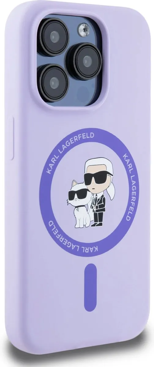 Karl Lagerfeld iPhone 15 Pro Backcover Magsafe - Paars - KC Head Ring