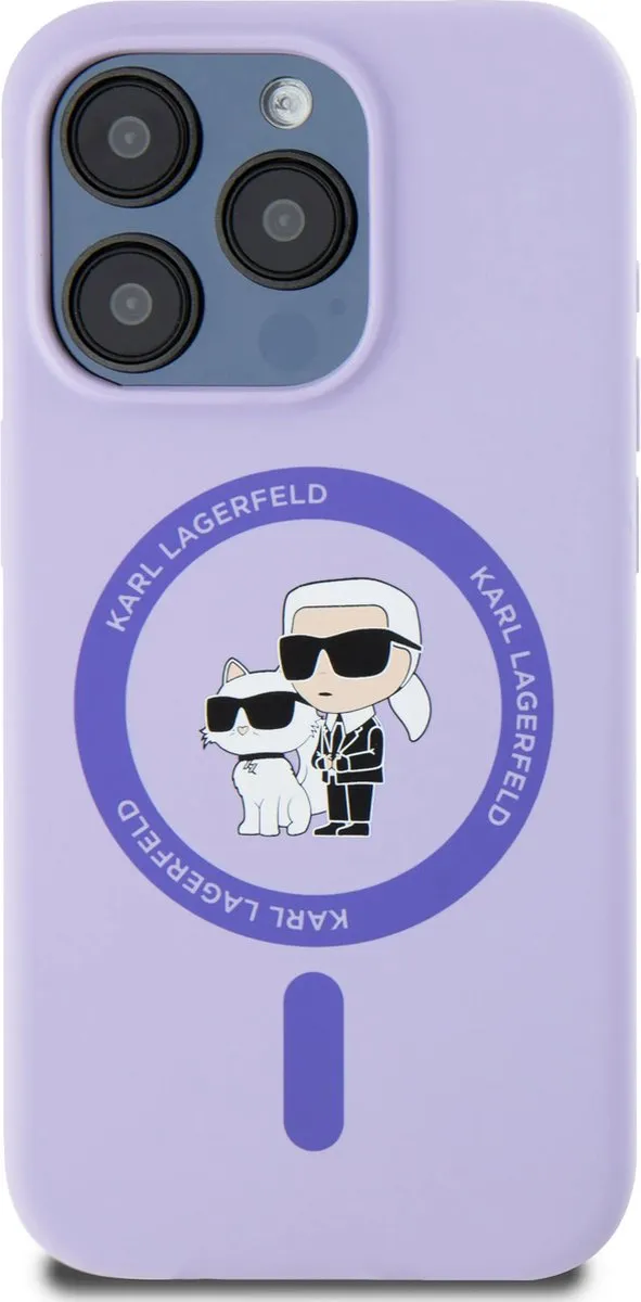 Karl Lagerfeld iPhone 15 Pro Backcover Magsafe - Paars - KC Head Ring