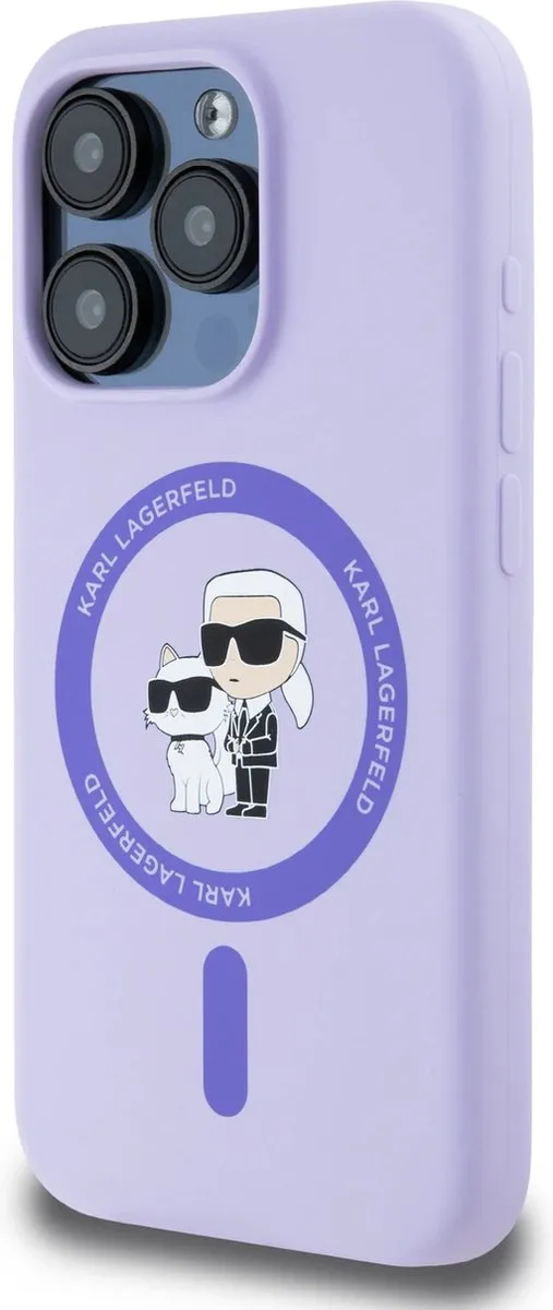 Karl Lagerfeld iPhone 15 Pro Backcover Magsafe - Paars - KC Head Ring
