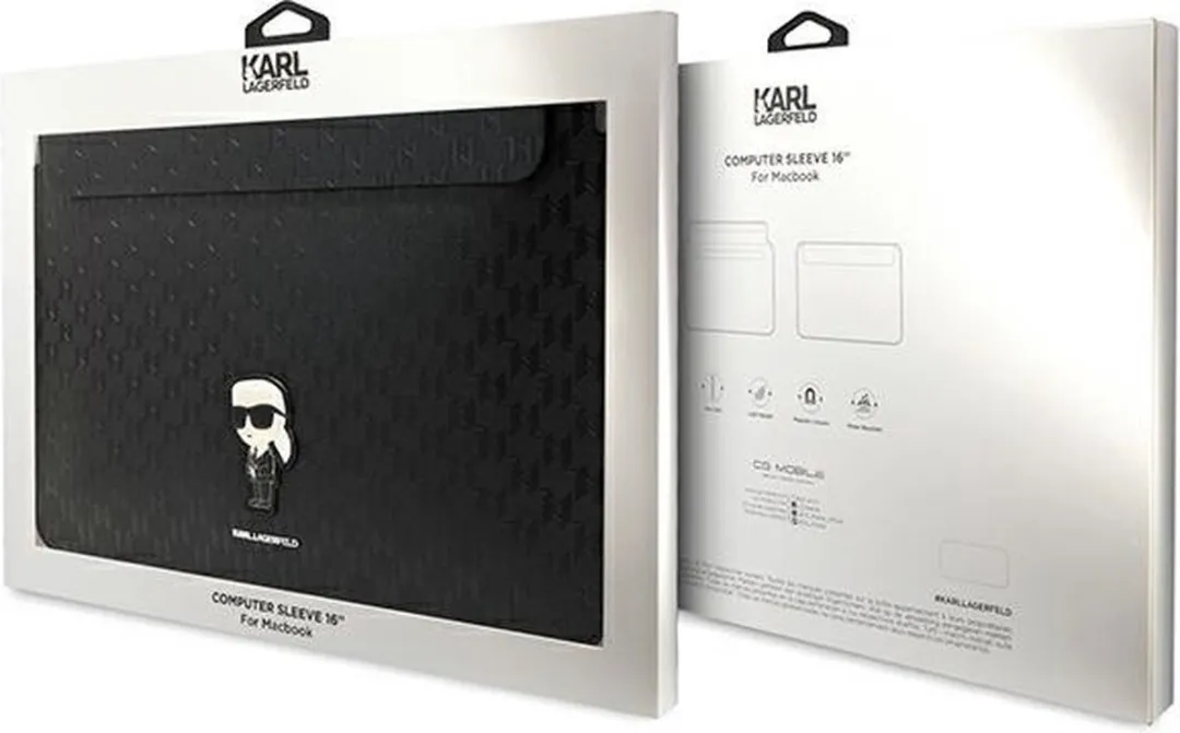 Karl Lagerfeld KLCS16SAKHPKK Hoesje 16" - Zwart Saffiano - afbeelding 6 van 6