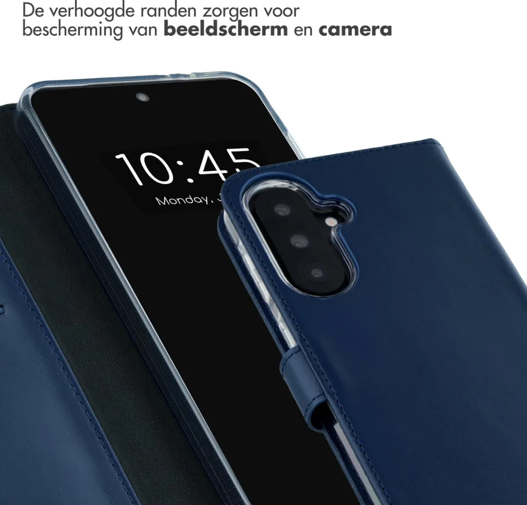 Selencia Hoesje Samsung Galaxy A37 - Donkerblauw Lederen Bookcase - 3 Pasjes