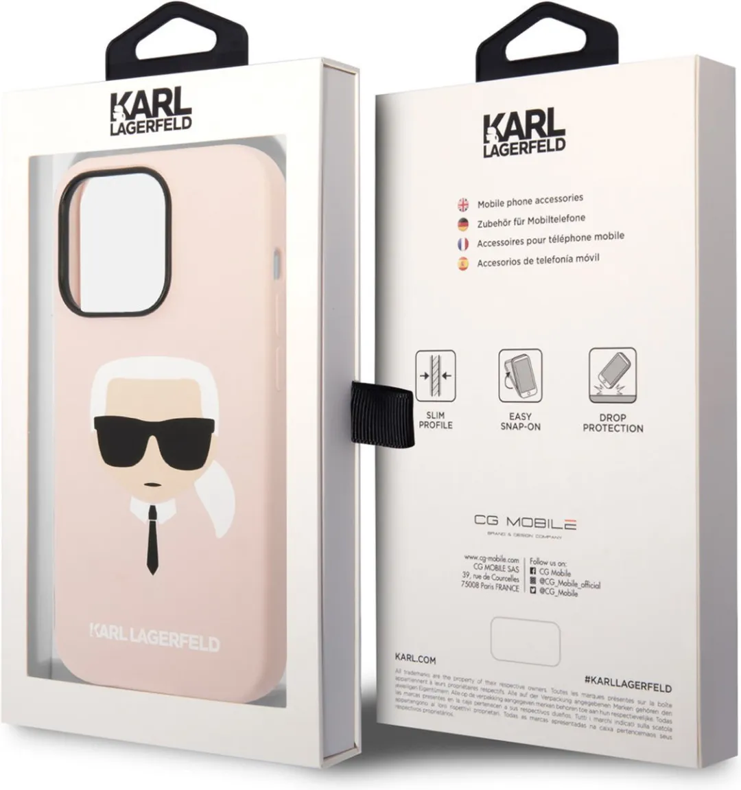 Karl Lagerfeld Karl's Head iPhone 14 Pro Max Hardcase - Roze - MagSafe