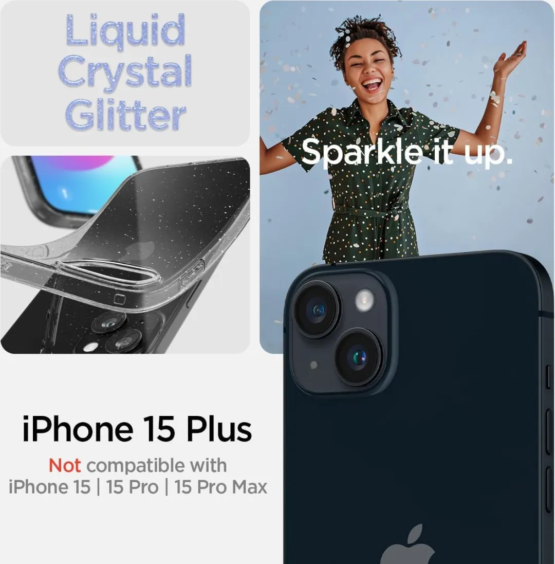 Spigen Liquid Crystal Glitter Hoesje iPhone 15 Plus - Transparant - afbeelding 6 van 6