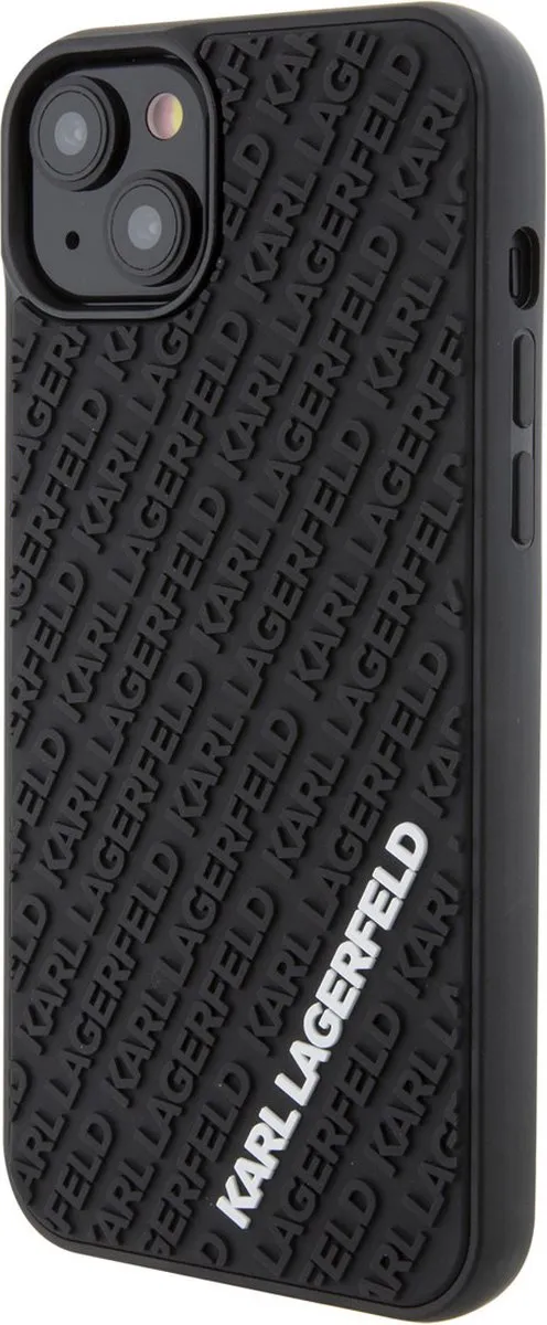 Karl Lagerfeld 3D Rubber Multi Logo Hoesje iPhone 15 Plus - Zwart