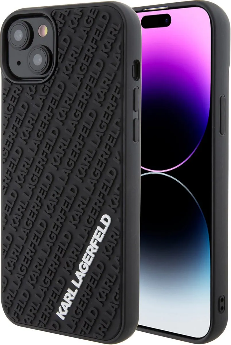 Karl Lagerfeld 3D Rubber Multi Logo Hoesje iPhone 15 Plus