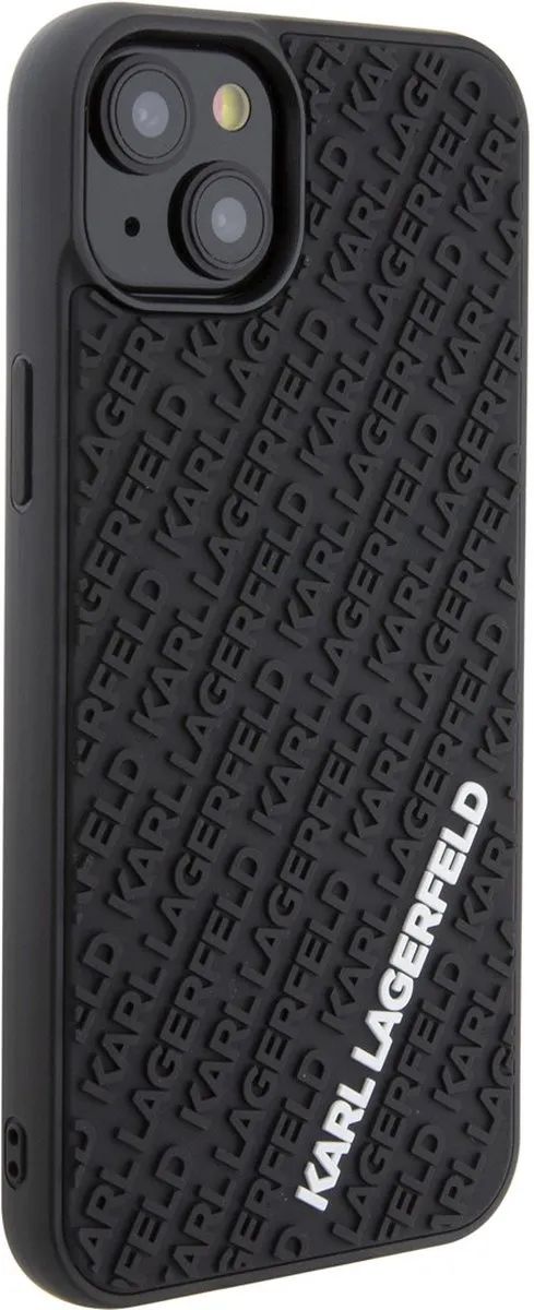 Karl Lagerfeld 3D Rubber Multi Logo Hoesje iPhone 15 Plus - Zwart