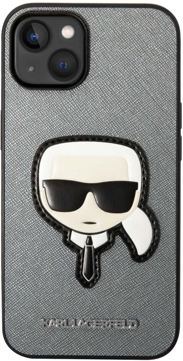 Karl Lagerfeld Apple iPhone 14 Plus Hoesje Saffiano Zilver