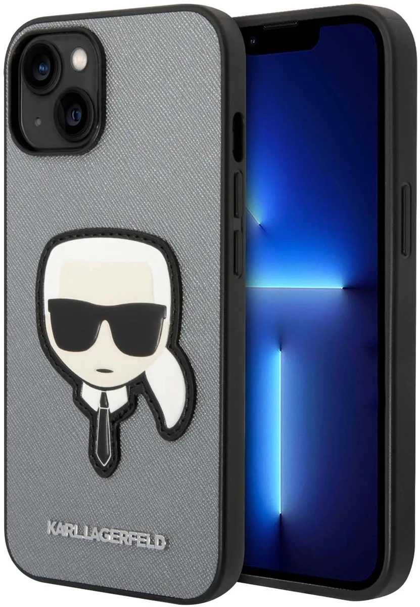 Karl Lagerfeld Apple iPhone 14 Plus Hoesje Saffiano Zilver