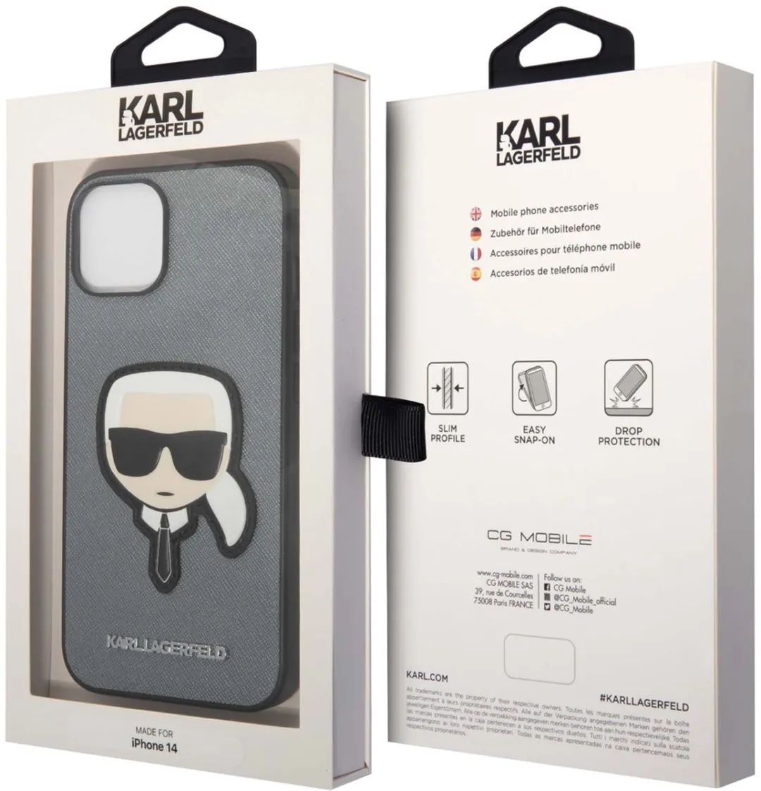 Karl Lagerfeld Apple iPhone 14 Plus Hoesje Saffiano Zilver