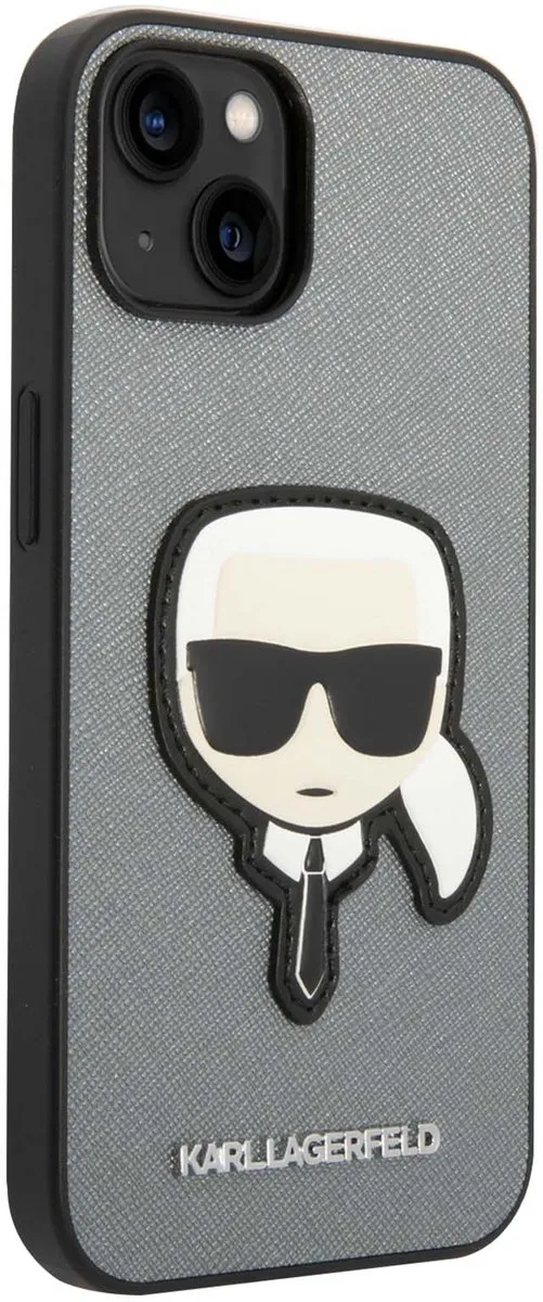 Karl Lagerfeld Apple iPhone 14 Plus Hoesje Saffiano Zilver