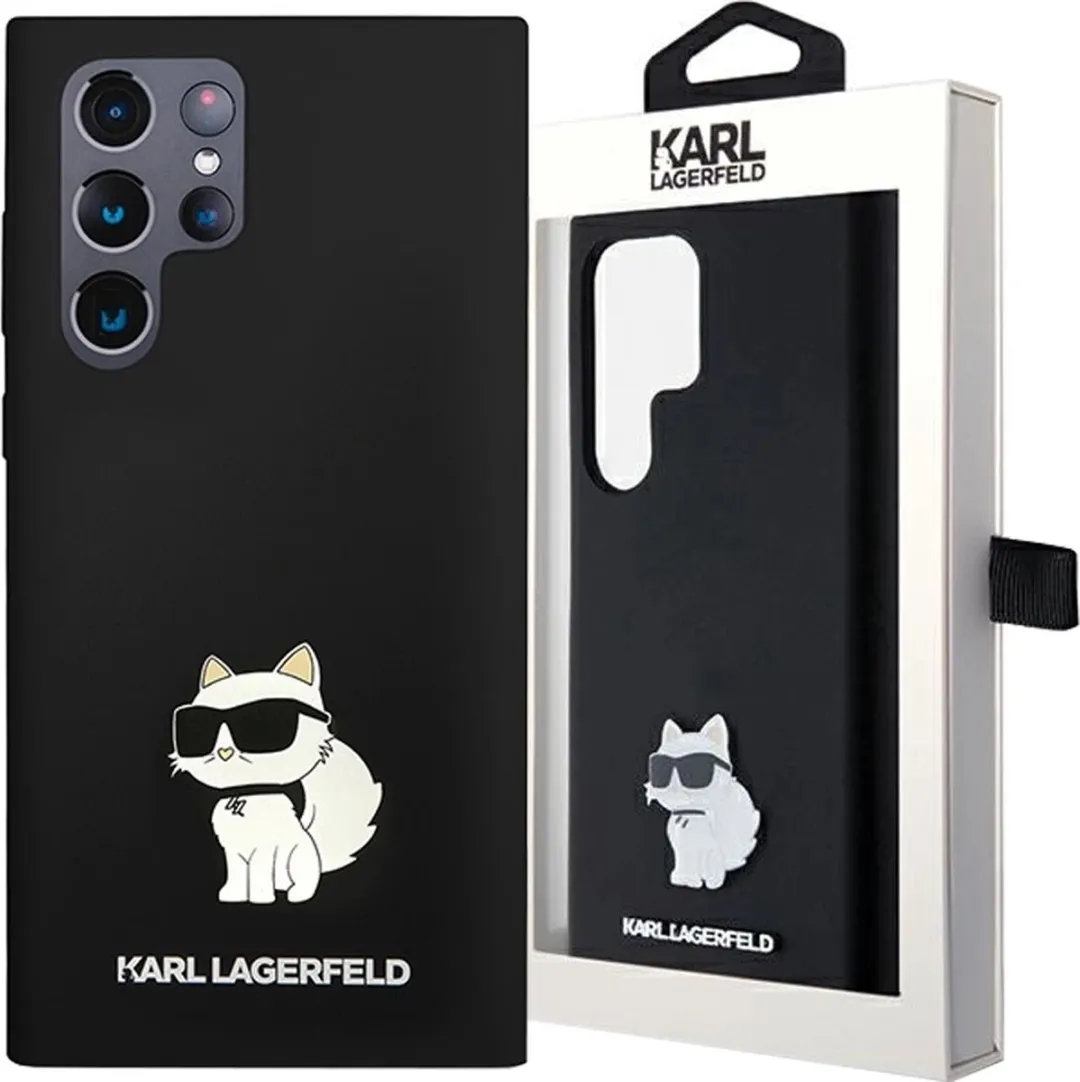 Karl Lagerfeld Siliconen Choupette Hoesje - Samsung Galaxy S24 Ultra - Zwart
