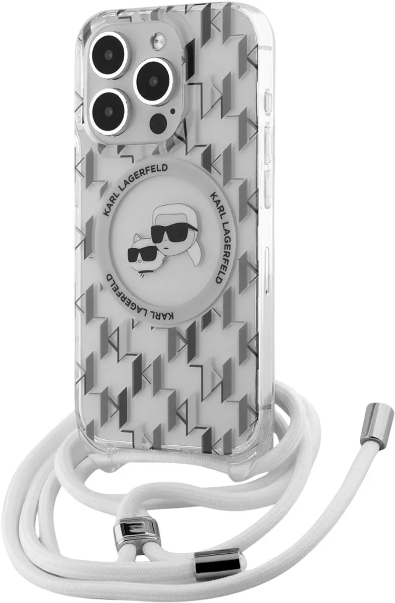 Karl Lagerfeld Hoesje iPhone 15 Pro Max MagSafe Monogram - Transparant
