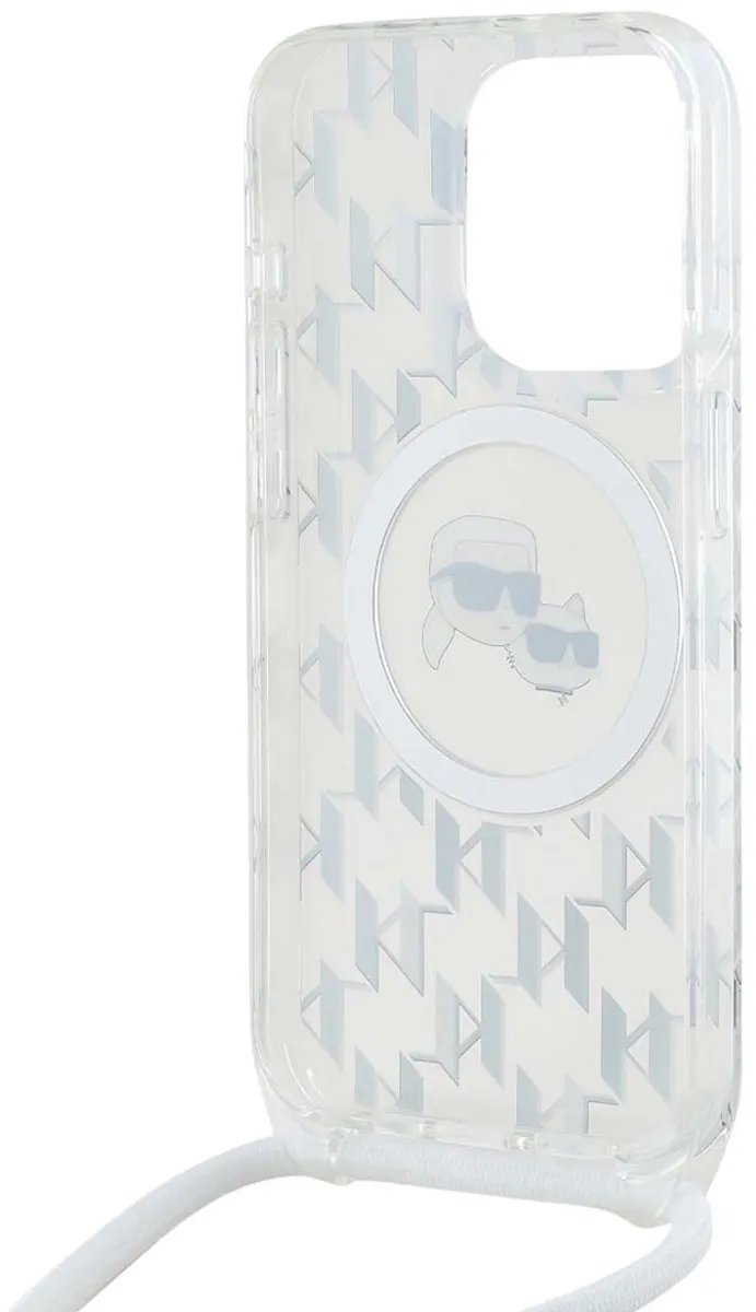Karl Lagerfeld Hoesje iPhone 15 Pro Max MagSafe Monogram - Transparant