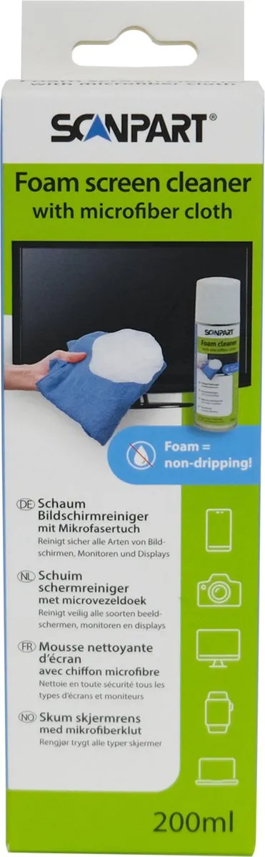 Scanpart Foam Schermreiniger 200ml - o.a. TV/Tablet/Smartphone - Kleurenmix