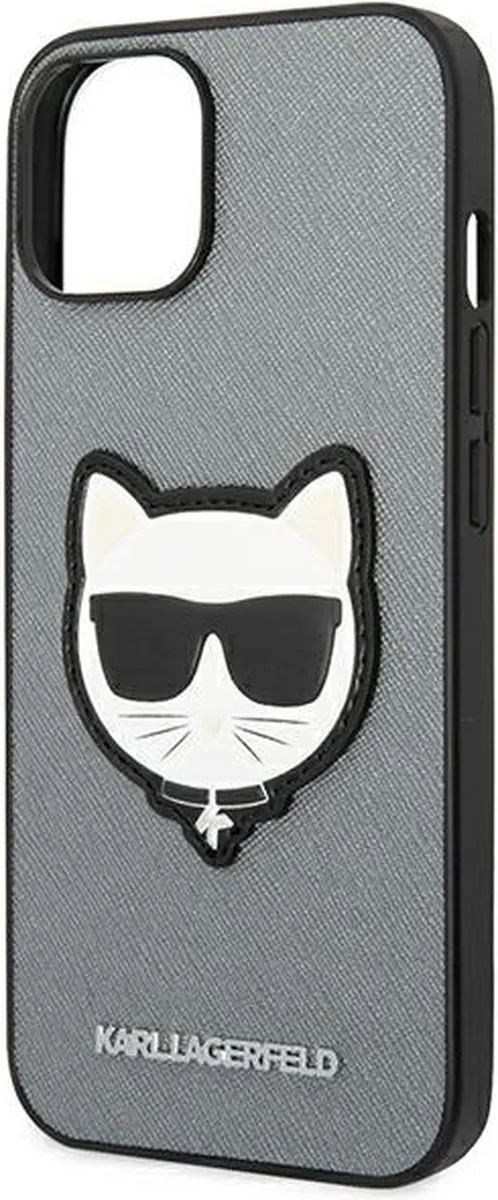 Karl Lagerfeld iPhone 14 Plus Hoesje Saffiano Choupette - Zilver