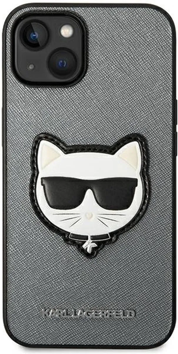 Karl Lagerfeld iPhone 14 Plus Hoesje Saffiano Choupette - Zilver