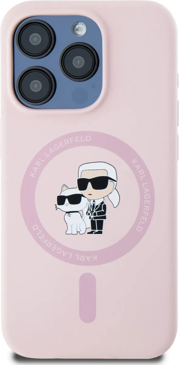 Karl Lagerfeld iPhone 15 Pro Backcover - Roze - KC Head Ring - 3666339254483