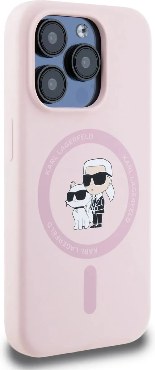 Karl Lagerfeld iPhone 15 Pro Backcover - Roze - KC Head Ring - 3666339254483