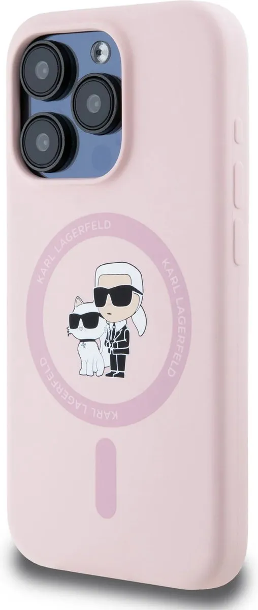 Karl Lagerfeld iPhone 15 Pro Backcover - Roze - KC Head Ring - 3666339254483