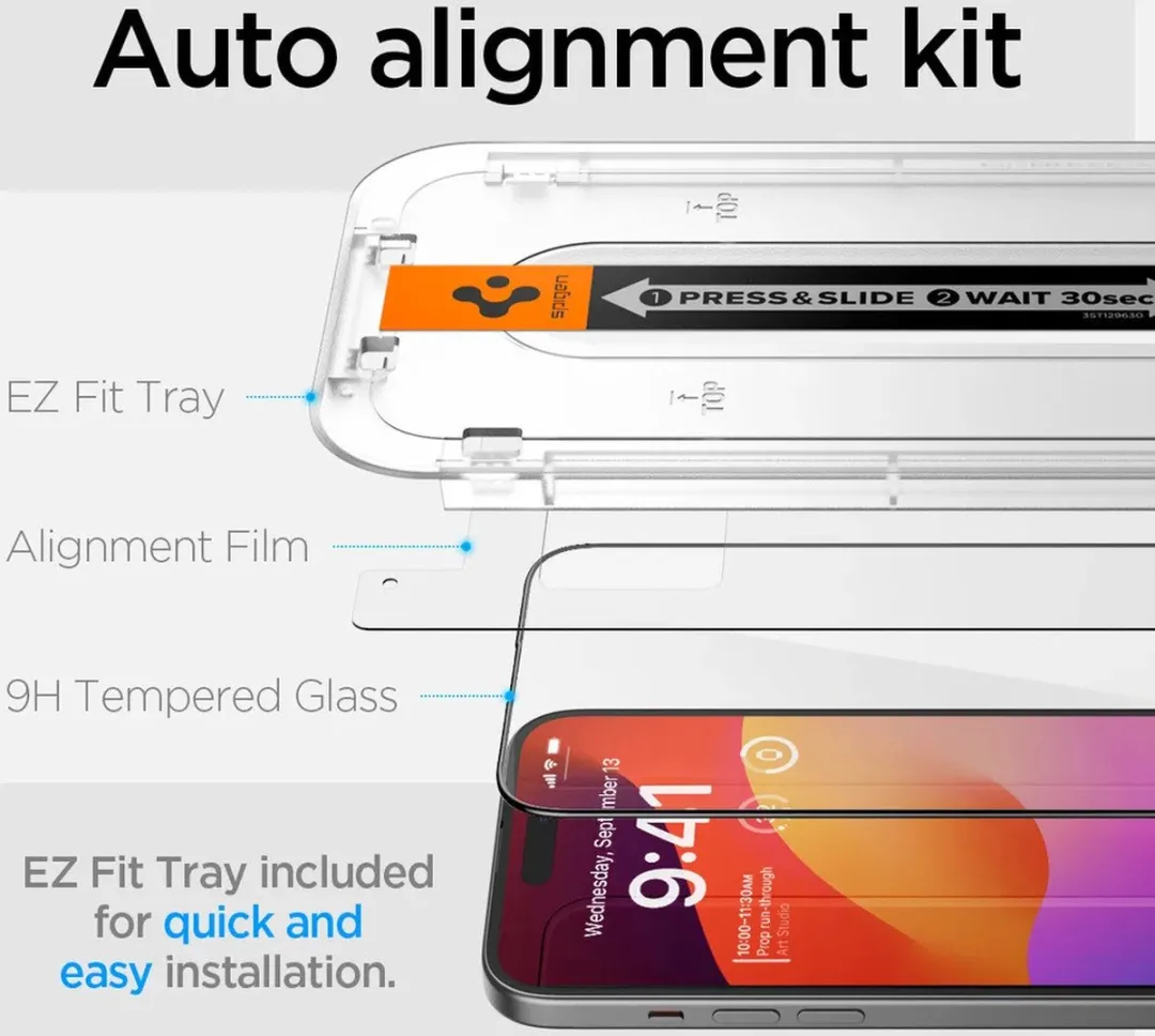Spigen EZ Fit GLAS.tR iPhone 15 Plus Schermbeschermer - 2 Stuks - Zwart