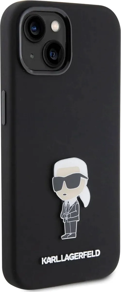 Karl Lagerfeld Ikonik Metal Pin Hoesje iPhone 15 - Zwart