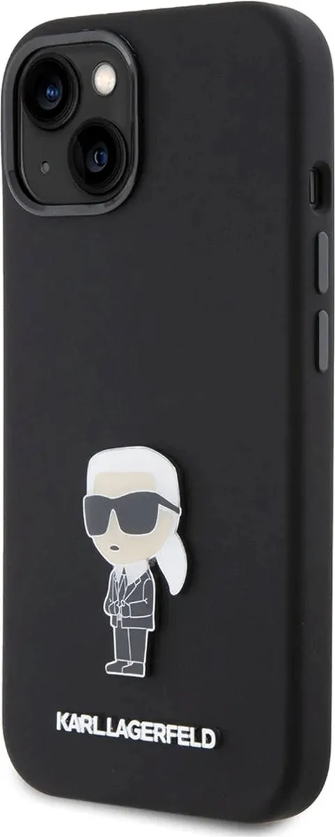 Karl Lagerfeld Ikonik Metal Pin Hoesje iPhone 15 - Zwart
