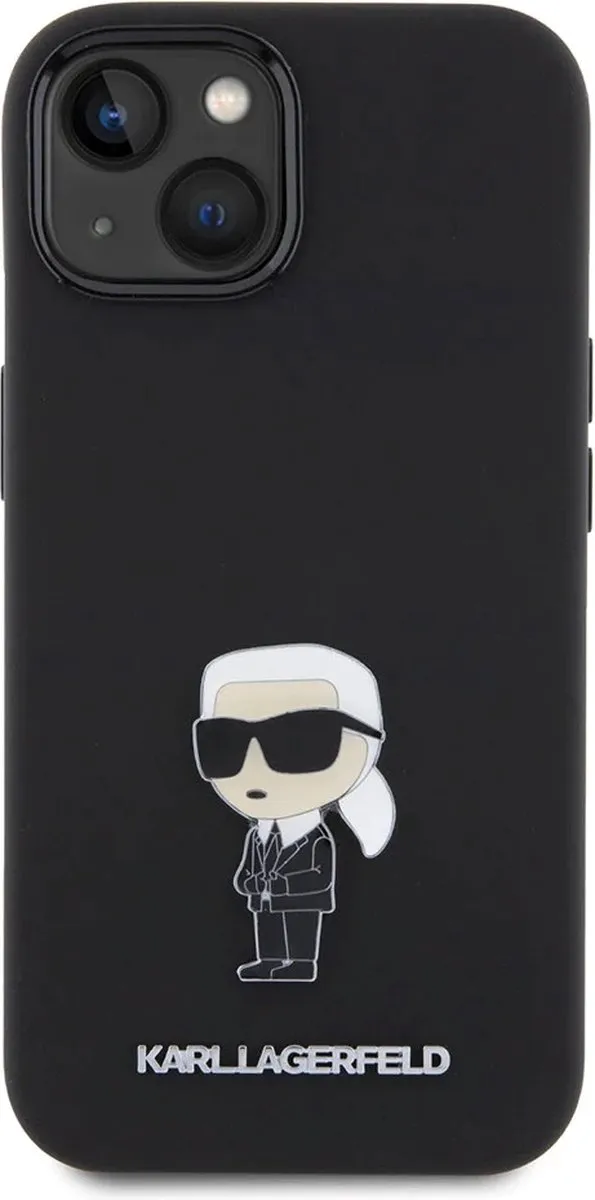Karl Lagerfeld Ikonik Metal Pin Hoesje iPhone 15 - Zwart