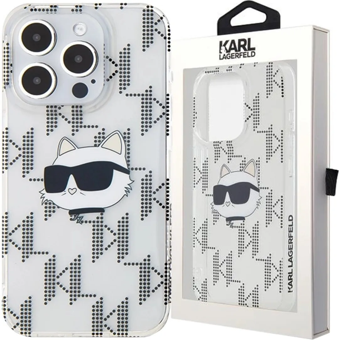 Karl Lagerfeld IML Choupette Head & Monogram Hoesje iPhone 15 Pro