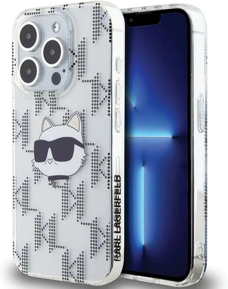 Karl Lagerfeld IML Choupette Head & Monogram Hoesje iPhone 15 Pro - Transparant